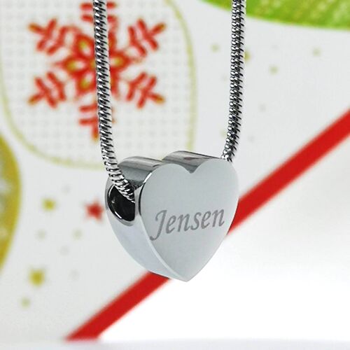 Personalised photo engraved Necklace with small Heart charm pendant Mother's day gift