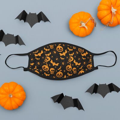 Mascarilla personalizada de Halloween para niños - calabaza y murciélagos