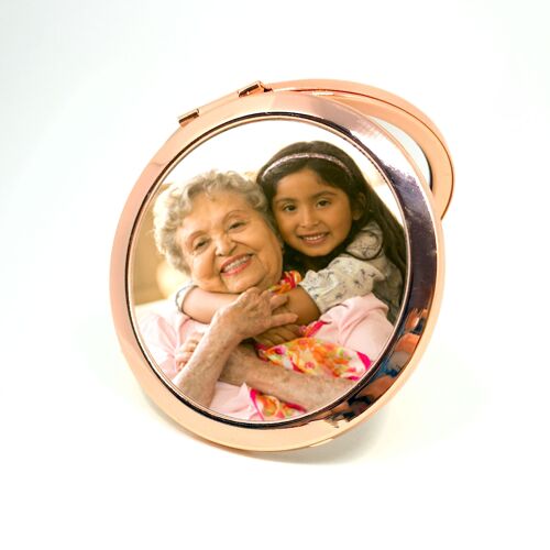 Rose Gold Handbag Mirror - personalised with your photo and text Mother's day gift