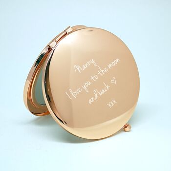 Miroir de sac à main en or rose - personnalisé avec votre photo et texte Cadeau fête des mères 3