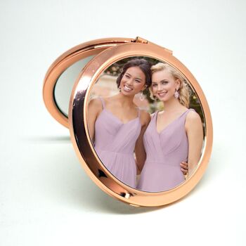 Miroir de sac à main en or rose - personnalisé avec votre photo et texte Cadeau fête des mères 4
