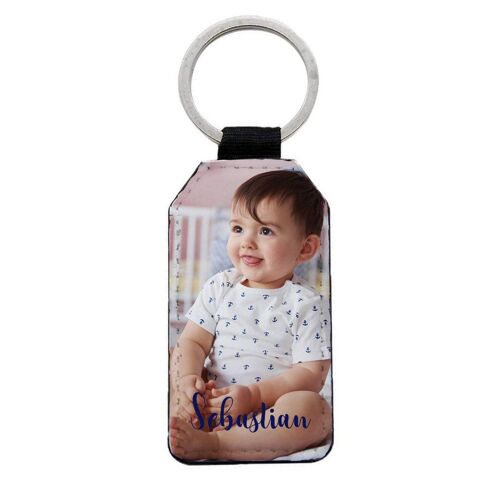 Rectangle Photo Keyring, key chain, faux letter with glitter reverse