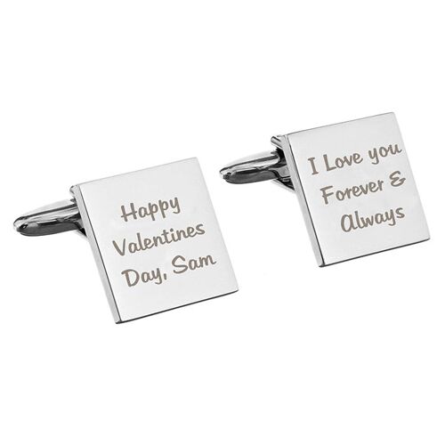 Personalised Message Square Chrome Cufflinks - 3 lines