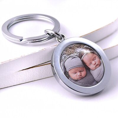 Photo & Text Personalised Round Metal Keyring- Full Colour Photo Mother's day gift
