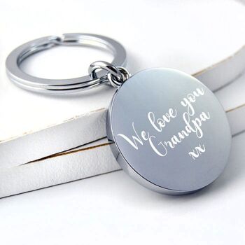 Porte-clés rond en métal personnalisé avec photo et texte - Cadeau de fête des mères avec photo en couleur 2