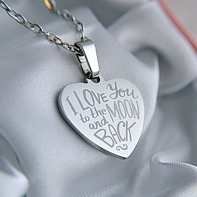 Personalised Heart Pendant "I love you to the moon and back" with a 22" Necklace Mother's day gift