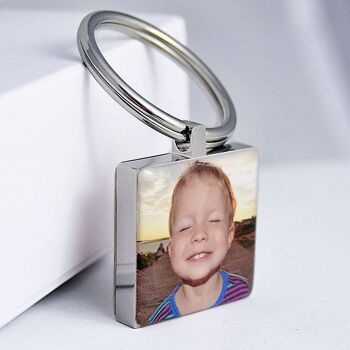 Porte-clés photo bombé personnalisé avec noyau en métal - cadeau de fête des mères en couleur 2