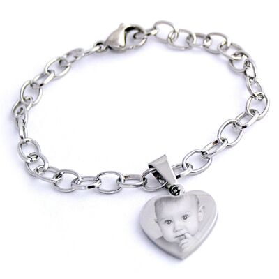 Personalised Stainless Steel Heart Chain Bracelet Mother's day gift