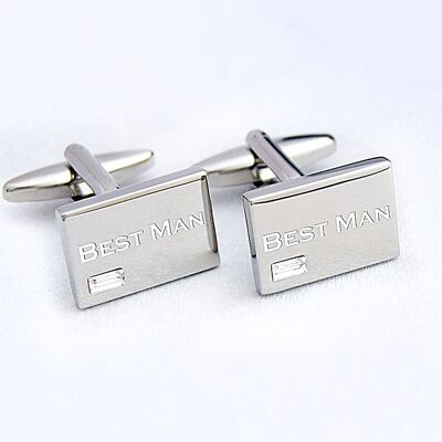 Personalised Wedding Cufflinks with Crystal stone