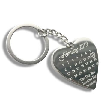 Calendrier personnalisé et porte-clés photo | porte-clés coeur | cadeau d'anniversaire | Porte-clés date spéciale 2