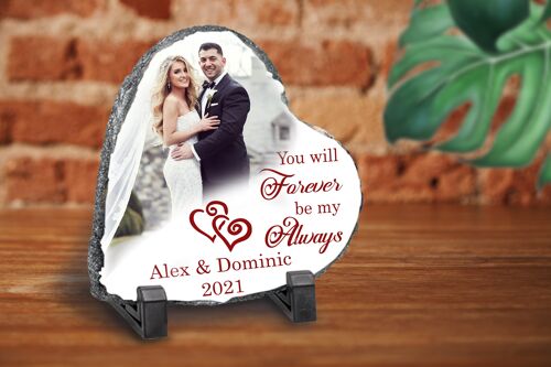 Personalised Photo Rock Slate Heart Photo - Forever be my Always