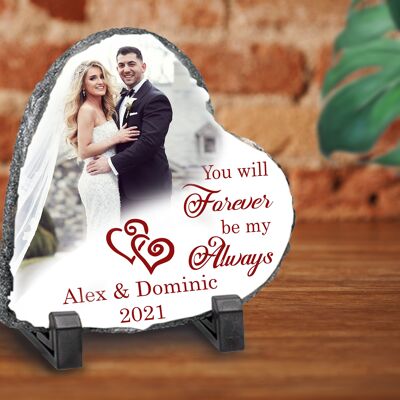 Personalised Photo Rock Slate Heart Photo - Forever be my Always