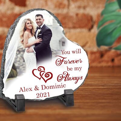 Foto personalizada Rock Slate Heart Photo - Forever be my Always