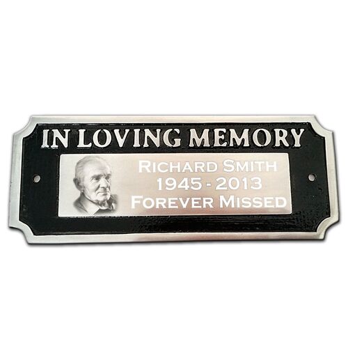 Memorial Photo Aluminium Bench Sign