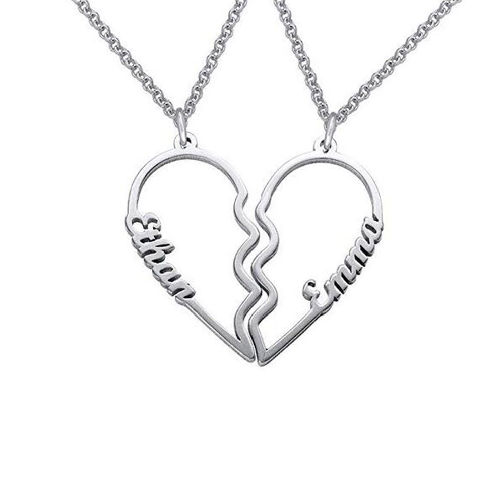 Herz-Namenskette mit Ausschnitt für Paare – 925er Sterlingsilber – rosévergoldet – 55,9 cm