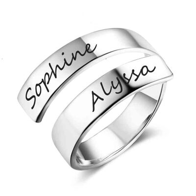 Engraved Personalized Opening Ring - Silver