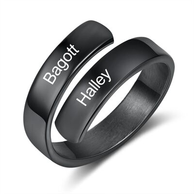 Engraved Personalized Opening Ring - Black