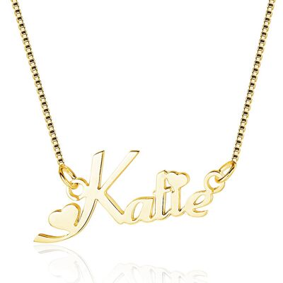 Collar de Corazones con Nombre de Amor de Corte Personalizado - Chapado en Oro