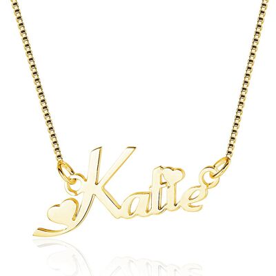 Custom Cut Love Name Hearts Necklace - Gold Plated