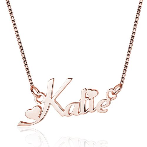 Custom Cut Love Name Hearts Necklace - Rose Gold Plated