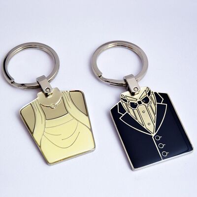 Bride and Groom Engravable keychain Set Valentine's Day gift