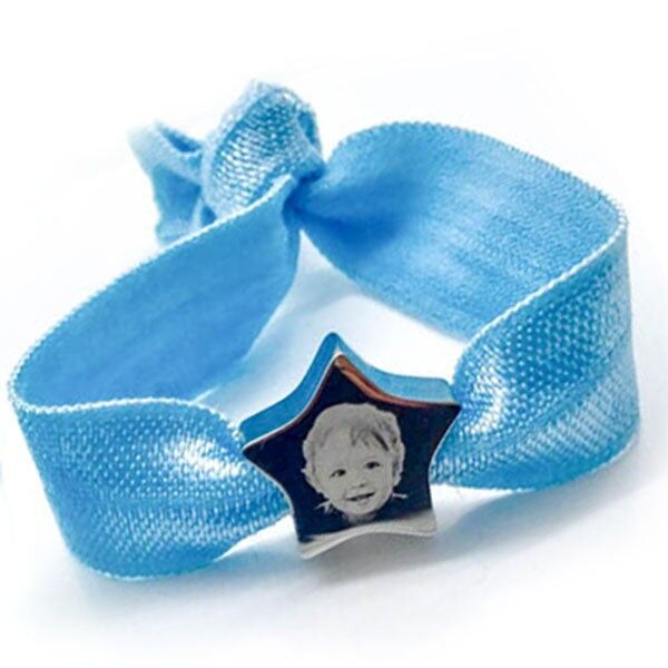 Pulsera con dijes - Foto y texto grabado en diferentes formas Regalo del día de la madre - Estrella - Banda elástica