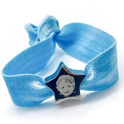 Bracciale con ciondoli - Foto e testo incisi Forme diverse Regalo per la festa della mamma - Stella - Fascia elastica