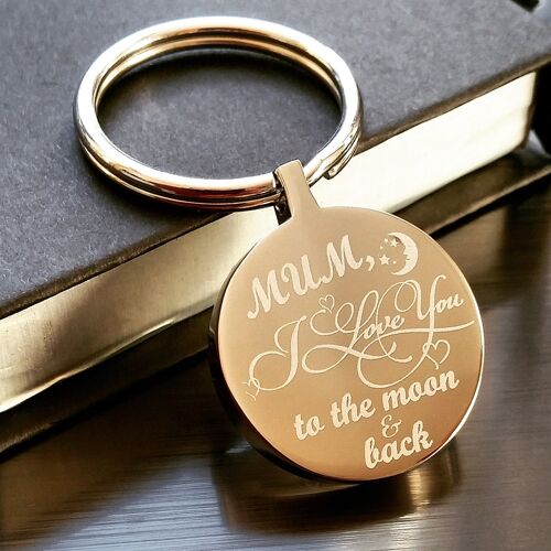 "Love You To The Moon and Back" Round Keyring