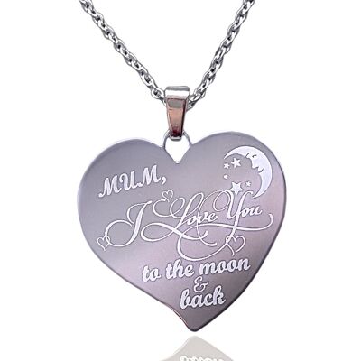 "Love you to the Moon and Back" Mother's Day Heart Pendant