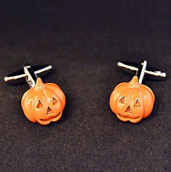 Boutons de manchette citrouille d'Halloween Jack O Lantern 2