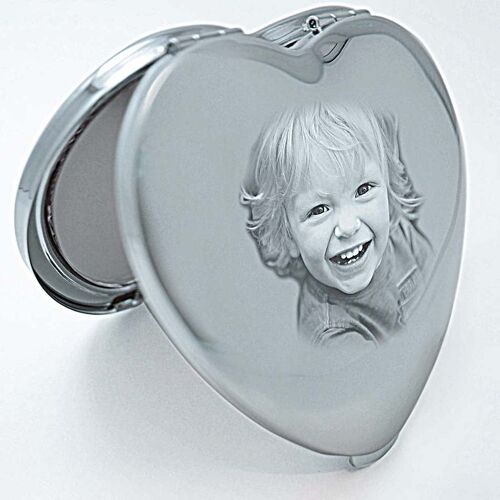 Heart Compact Mirror Photo Engraved Mother's day gift