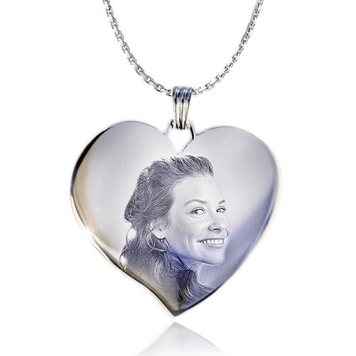 Flared Heart Photo Engraved Pendant Mother's day gift