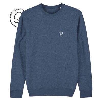 Espressokanne | Nachhaltiges Sweatshirt | Männer - blau_meliert