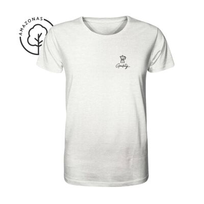 Espressokanne | Nachhaltiges Shirt | Männer - weiß_meliert otiv mit Text