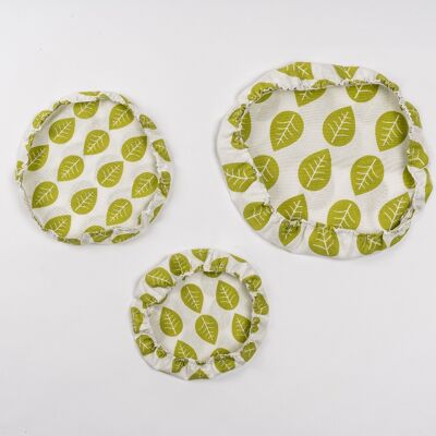 VEGAN bowl cover set of 3 leaf decor