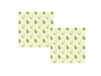 Lot de 2 serviettes en cire d'abeille avocat 1