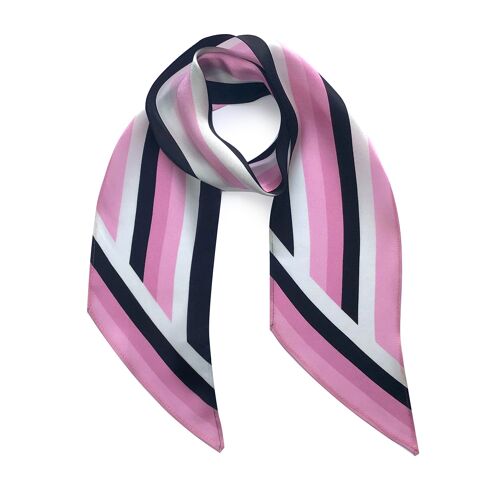 Henley Silk Stripe Neck Scarf Pink