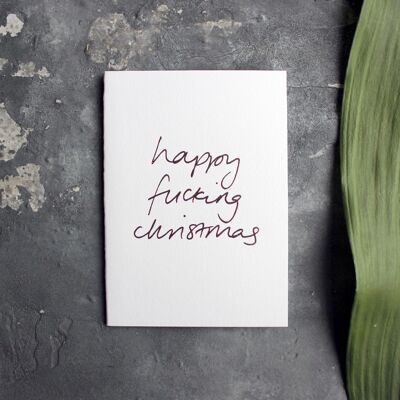 Happy Fucking Christmas - Carte de voeux déjouée à la main