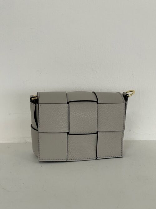 Lily Light Grey Leather Crossbody Bag