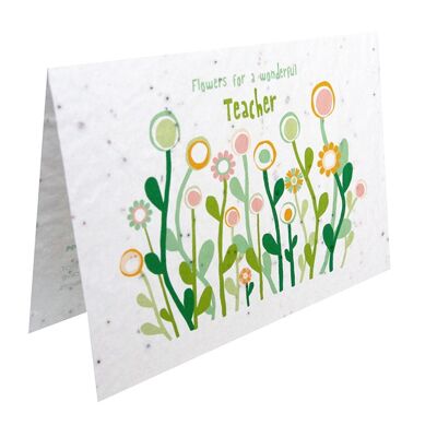 Grow card - Flowers for a wonderful TEACHER - pink
