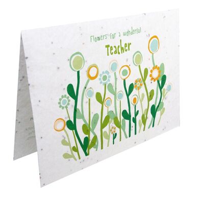 Grow card - Flowers for a wonderful TEACHER - blue