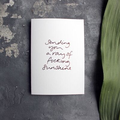 Sending You A Ray Of Fucking Sunshine - Hand Foiled Greetings Card