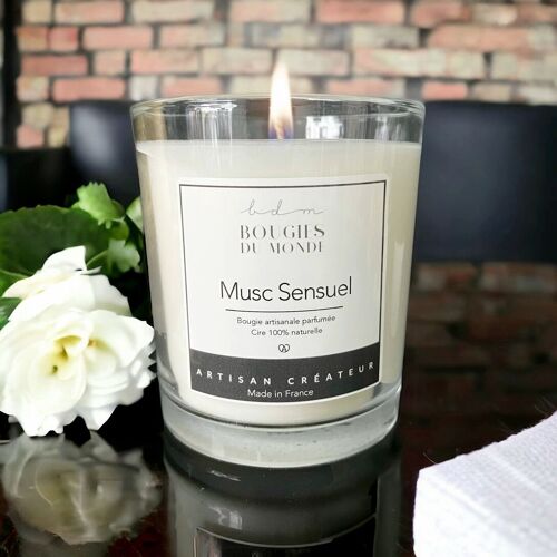 Musc sensuel - Bougie végétale parfumée - Verre 200ml