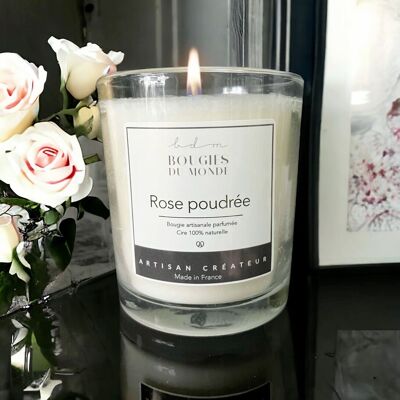 Rose poudrée - Bougie végétale parfumée - Verre 200ml