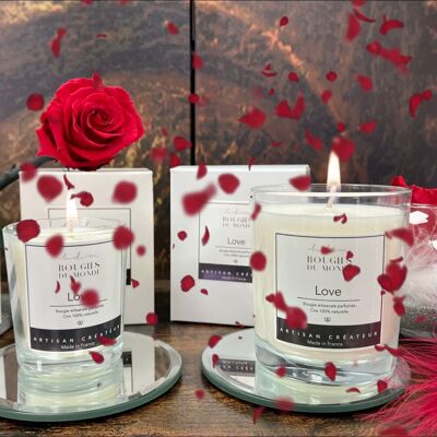 Candela profumata Love (prugna, lampone, patchouli) San Valentino