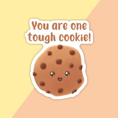 Tough Cookie, Waterproof Vinyl Sticker, Food Stationery, Pun