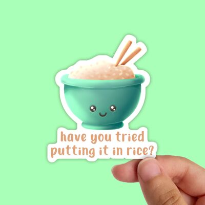 Tried In Rice, Waterproof Vinyl Sticker, Food Stickers,