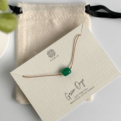 Knotted Silk Cord Necklace with Green Onyx