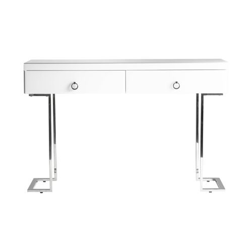 CONSOLE TABLE WHITE FUSSION CHROME - 120x42x78cm