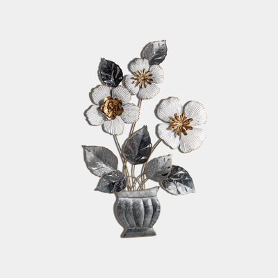 WALL DECORATION VASE WITH FLOWERS - 34x4x64cm